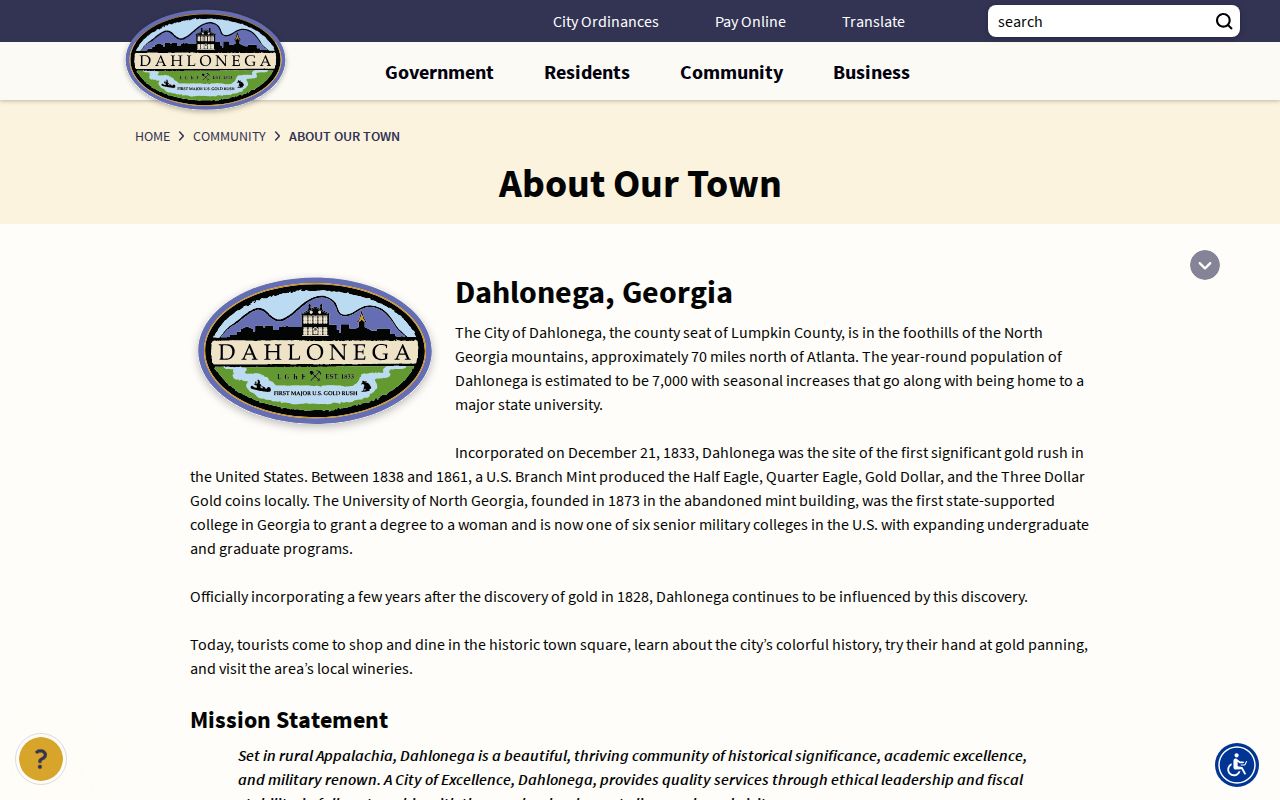 Dahlonega criminal records city history and public office context