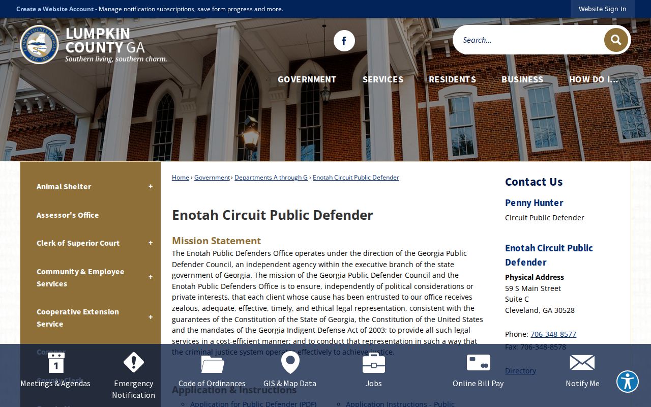 Enotah Public Defender for Lumpkin County criminal court cases