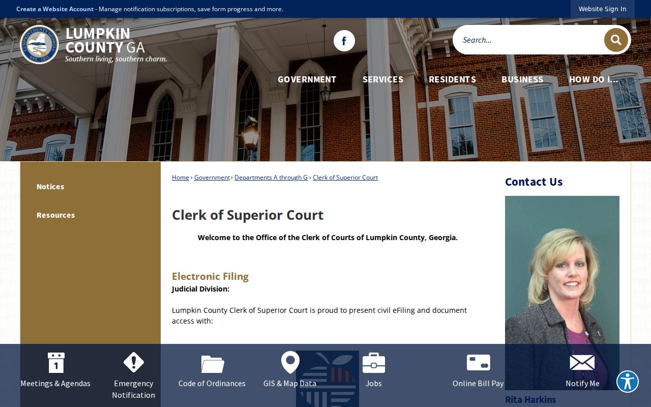 Lumpkin County criminal court case Clerk of Superior Court page