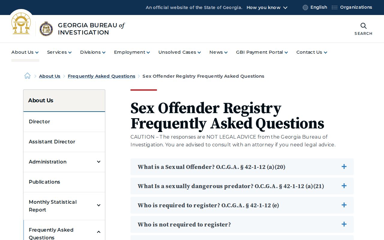Lumpkin County registry profile rules in the GBI sex offender FAQ