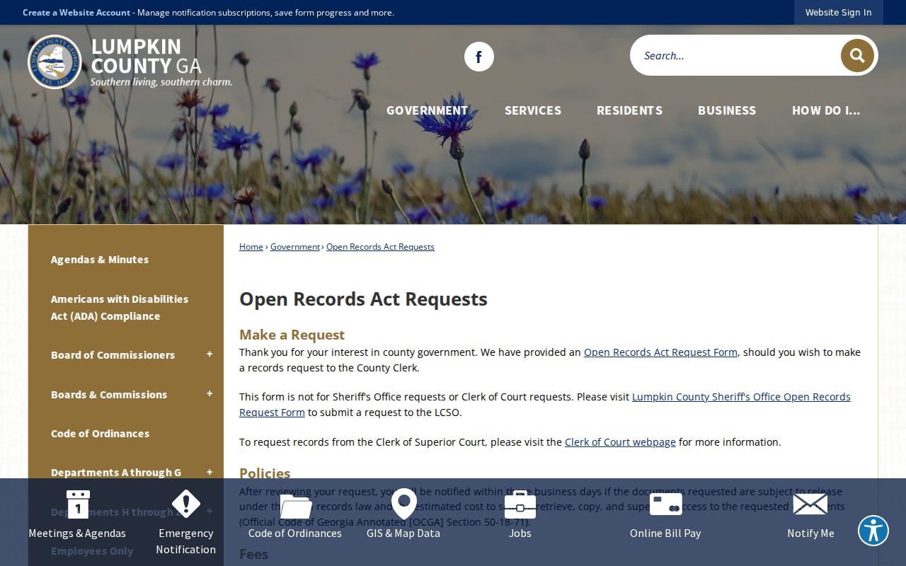 Lumpkin County criminal records open request routing