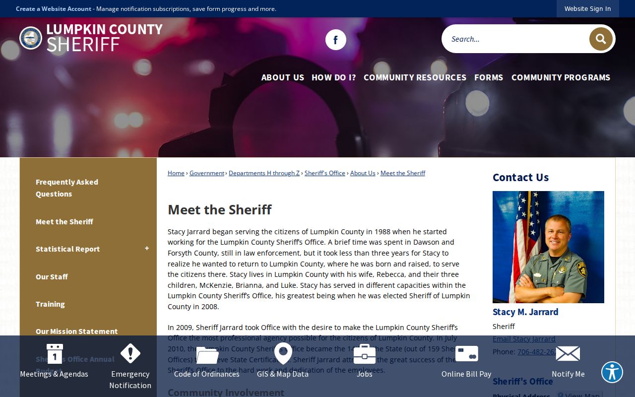 Lumpkin County criminal records Sheriff agency history